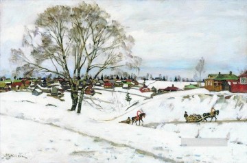 冬 黒樺 セルギエフ ポサド 1921 コンスタンティン ユオン 雪の風景 Oil Paintings